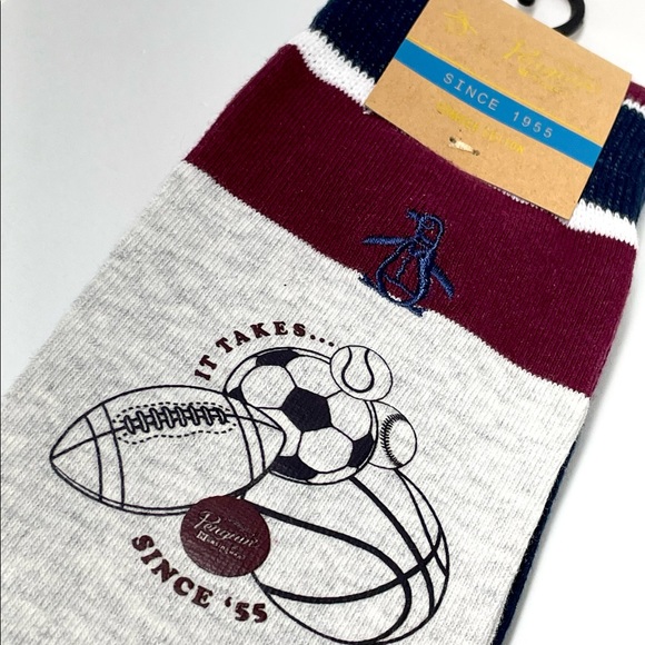 Original Penguin Men’s Casual Dress Socks Combed Cotton Blend Burgundy New NWT - Picture 1 of 12